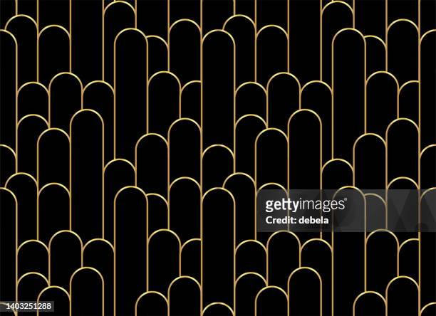ilustrações de stock, clip art, desenhos animados e ícones de gold and black luxury arches pattern. art deco wallpaper design. - arco natural