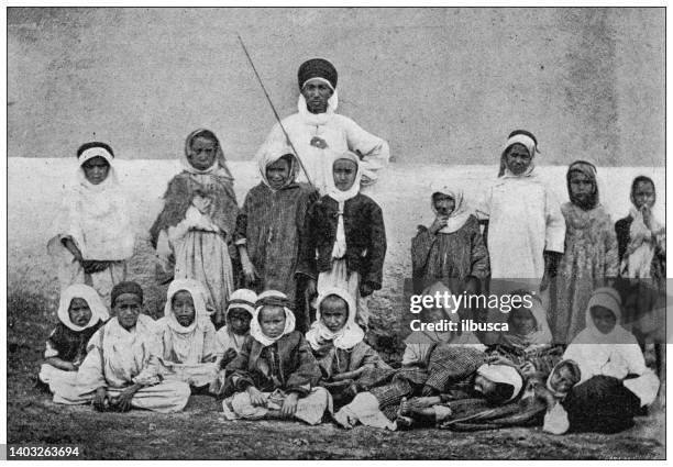 antique photo: algerian school - algeria stock illustrations