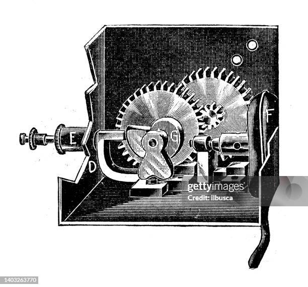 antique illustration: car mechanical parts - car interior drawing stock illustrations