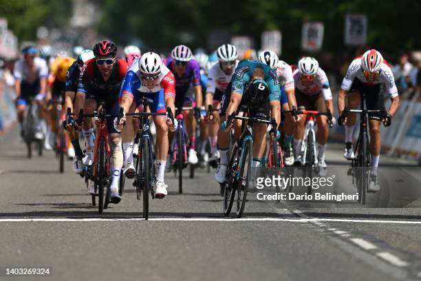 Elia Viviani of Italy and Team INEOS Grenadiers, Arnaud Demare of France and Team Groupama - FDJ, Pierre Barbier of France and Team B&B Hotels P/B...