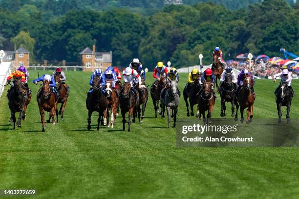 William Buick riding Secret State win TheKing George V Stakes during Royal Ascot 2022 at Ascot Racecourse on June 16, 2022 in Ascot, England.