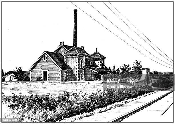 antique illustration: dairy, nalliers - dairy factory stock illustrations