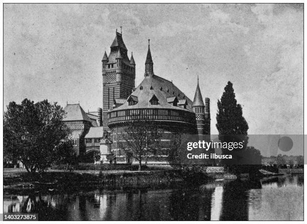 antique photo: shakespeare theatre in stratford-upon-avon - globe theatre london stock illustrations