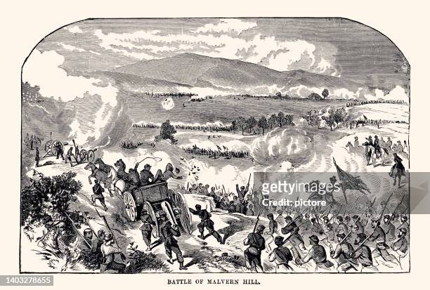 stockillustraties, clipart, cartoons en iconen met battle of malvern hill (xxxl with lots of details) - battlefield