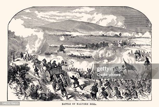 battle of malvern hill (xxxl with lots of details) - confederate flag stock illustrations