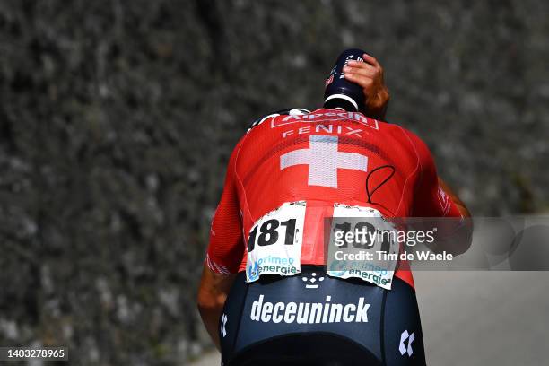 Silvan Dillier of Switzerland and Team Alpecin-Fenix refreshes himself competing in the breakaway during the 85th Tour de Suisse 2022 - Stage 5 a...