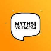 Speech bubble with Myths vs facts text. Boom retro comic style. Pop art style. Vector line icon for Business and Advertising