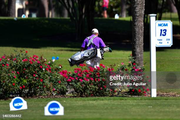 Ryan Demit of the Sewanee Tigers walks the course during the Division III Men's Golf Championship held at The Mission Inn Resort and Club on May 13,...