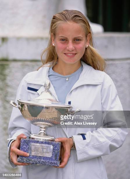 Jelena Dokic of Croatia holds the trophy after winning the Women's Singles Final match at the WTA Italian Open Tennis Championship against Amélie...