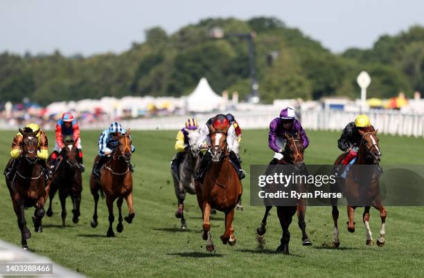 Kyprios ridden by Ryan Moore wins the Gold Cup from Mojo Star ridden by Rossa Ryan and Stradivarius ridden by Frankie Dettori during Day Three of...
