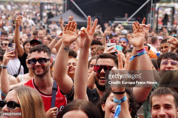 Public attending the concert of rapper and producer Kase. O on the first day of the festival 'O son do Camiño', at Monte do Gozo, on 16 June, 2022 in...
