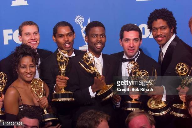 Emmy Winner Chris Rock for 'Outstanding Writing for A Variety or Music Program' is joined by entire writing team: Tom Agna, Vernon Chatman, Louis...