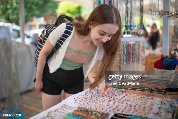 young woman traveling in turkey - craft market stock pictures, royalty-free photos & images