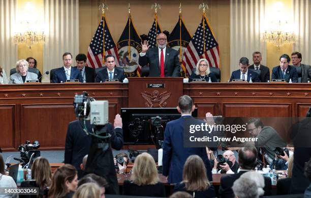 Rep. Bennie Thompson , Chair of the Select Committee to Investigate the January 6th Attack on the U.S. Capitol, swears-in J. Michael Luttig , former...