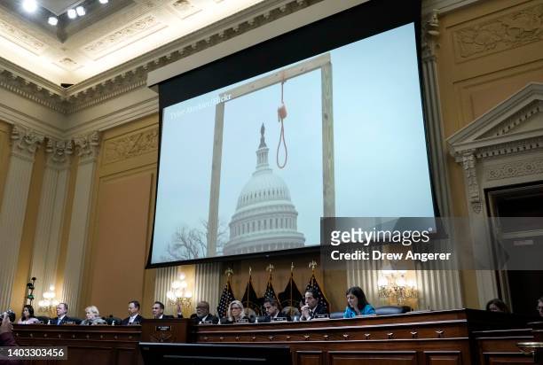 Noose is displayed as U.S. Rep. Bennie Thompson , Chair of the Select Committee to Investigate the January 6th Attack on the U.S. Capitol, delivers...