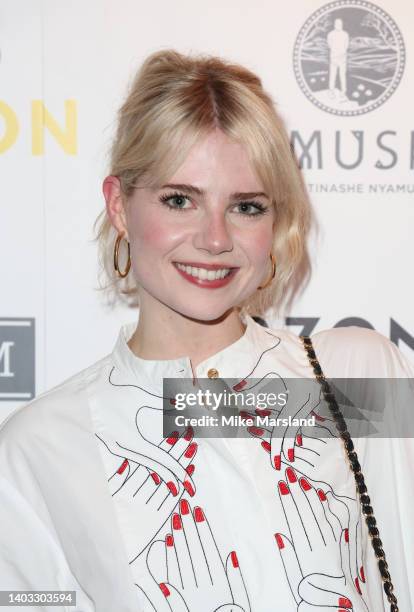 Lucy Boynton attends the UK Film Premiere of "Blind Ambition" at The Curzon Mayfair on June 16, 2022 in London, England.