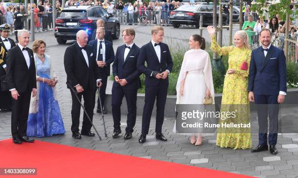 Norwegian Prime Minister Jonas Gahr Store, King Harald, Queen Sonja, Marius Borg Hoiby, Princess Ingrid Alexandra, Prince Sverre Magnus, Crown Prince...