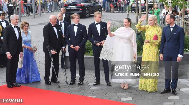 Norwegian Prime Minister Jonas Gahr Store, King Harald, Queen Sonja, Marius Borg Hoiby, Princess Ingrid Alexandra, Prince Sverre Magnus, Crown Prince...