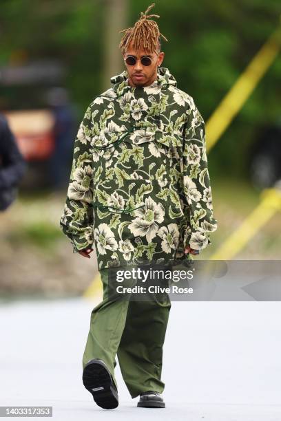 Lewis Hamilton of Great Britain and Mercedes walks in the Paddock during previews ahead of the F1 Grand Prix of Canada at Circuit Gilles Villeneuve...