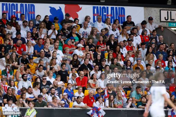 The crowd is seen during the Women's International friendly match between England and Belgium at Molineux on June 16, 2022 in Wolverhampton , United...