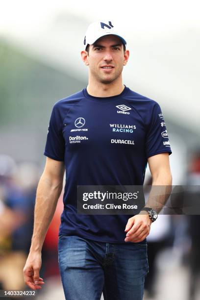 Nicholas Latifi of Canada and Williams walks in the Paddock during previews ahead of the F1 Grand Prix of Canada at Circuit Gilles Villeneuve on June...