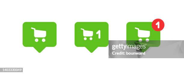 stockillustraties, clipart, cartoons en iconen met notification shopping cart icons - app store logo