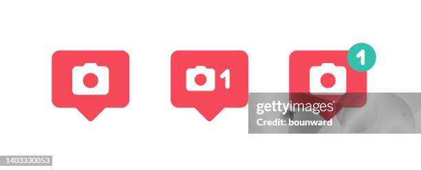 notification camera icons - white instagram logo stock illustrations