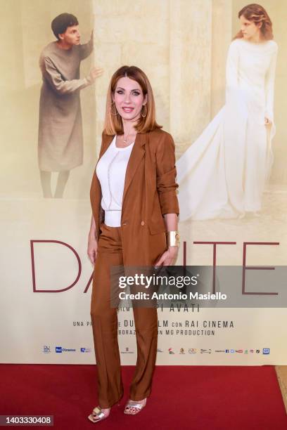 Milena Miconi attends the "Dante" Photocall on June 16, 2022 in Rome, Italy.