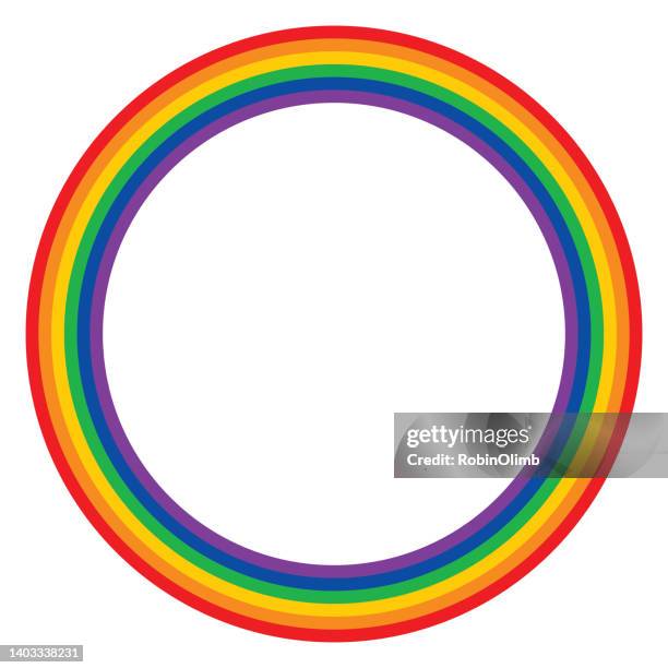stockillustraties, clipart, cartoons en iconen met circle rainbow frame - regenboog