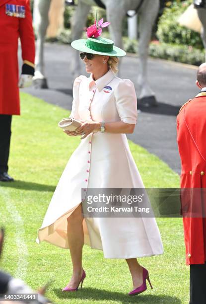 Zara Tindall attends day 3 of Royal Ascot at Ascot Racecourse on June 16, 2022 in Ascot, England.