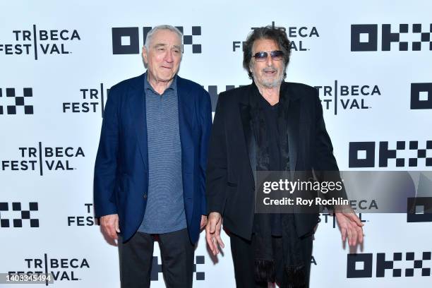Robert De Niro and Al Pacino attend "The Godfather" 50th Anniversary Screening during the 2022 Tribeca Festival at United Palace Theater on June 16,...