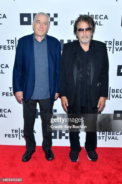 Robert De Niro and Al Pacino attend "The Godfather" 50th Anniversary Screening during the 2022 Tribeca Festival at United Palace Theater on June 16,...