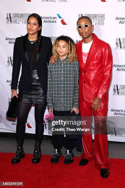 Helen Lasichanh, Rocket Ayer Williams and Pharrell Williams attend the Songwriters Hall of Fame 51st Annual Induction and Awards Gala at Marriott...