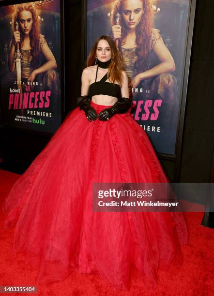 Joey King attends the premiere of 20th Century Studios' original film "The Princess" at Hollywood Legion Theater on June 16, 2022 in Los Angeles,...