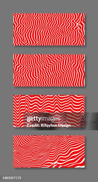 abstract wave line in red colour design. pattern with optical illusion. - distorted landscape stock illustrations