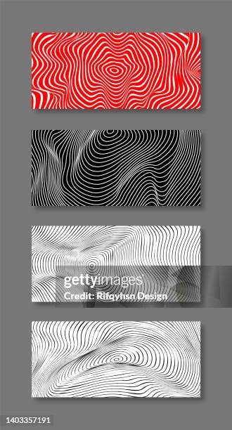 abstract wave spiral circle line in black, red and white design. pattern with optical illusion. - liquid vortex stock illustrations