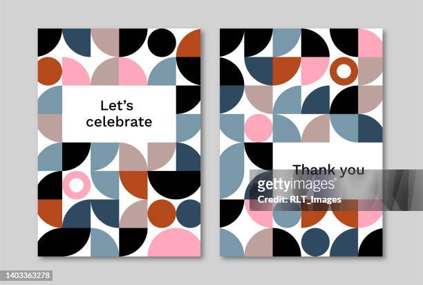 ilustraciones, imágenes clip art, dibujos animados e iconos de stock de diseño de tarjetas de felicitación con gráficos geométricos abstractos — oliver system, ipsumco series - thank you