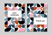 Greeting Card design layout with abstract geometric graphics — Oliver System, IpsumCo Series