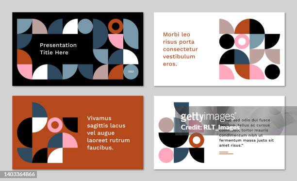 presentation design layout set with abstract geometric graphics — oliver system, ipsumco series - power point templates stock illustrations