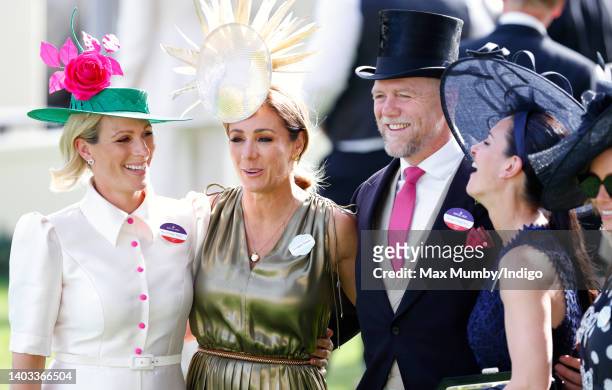 Zara Tindall, Natalie Pinkham, Mike Tindall and Kirsty Gallacher attend day 3 'Ladies Day' of Royal Ascot at Ascot Racecourse on June 16, 2022 in...