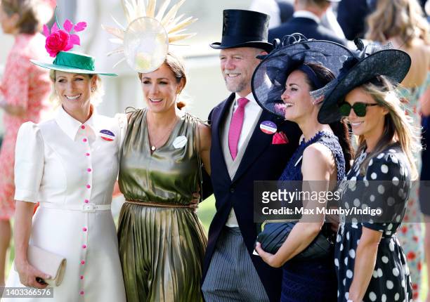 Zara Tindall, Natalie Pinkham, Mike Tindall, Kirsty Gallacher and Anna Woolhouse attend day 3 'Ladies Day' of Royal Ascot at Ascot Racecourse on June...