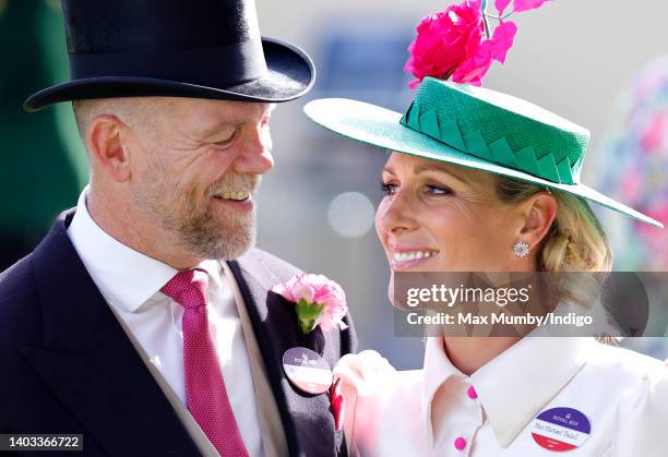 Mike Tindall and Zara Tindall attend day 3 'Ladies Day' of Royal Ascot at Ascot Racecourse on June 16, 2022 in Ascot, England.