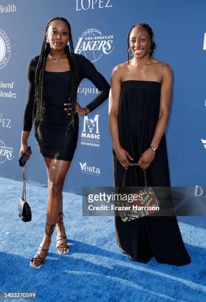 Chiney Ogwumike and Nneka Ogwumike attend Los Angeles Dodgers Foundation's annual Blue Diamond Gala at Dodger Stadium on June 16, 2022 in Los...