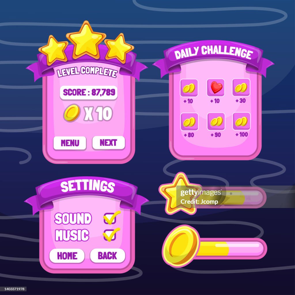 Vector Game Template Gui Kit Interface Log In Page Elements High-Res ...