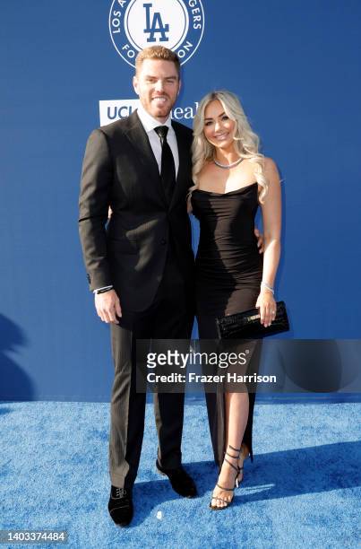 Player Freddie Freeman of the L.A. Dodgers and Chelsea Freeman attend Los Angeles Dodgers Foundation's annual Blue Diamond Gala at Dodger Stadium on...