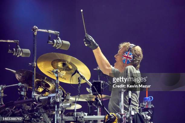 Rick Allen of Def Leppard performs onstage during The Stadium Tour at Truist Park on June 16, 2022 in Atlanta, Georgia.