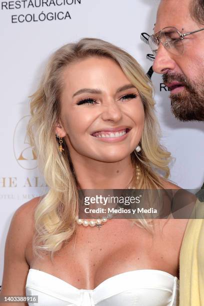 Irina Baeva and Gabriel Soto attend during the launch of AXO Fight Club on June 16, 2022 in Mexico City, Mexico. The initiative seeks to save the...