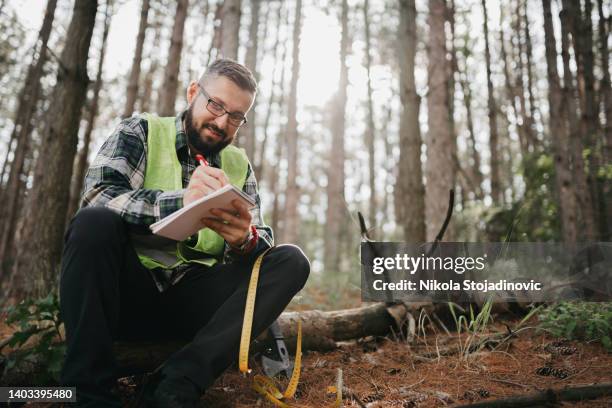 ranger da floresta em uma caminhada - lumber industry - fotografias e filmes do acervo