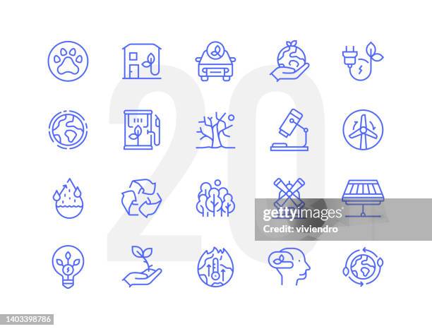 icon set für ökologie line - water treatment stock-grafiken, -clipart, -cartoons und -symbole