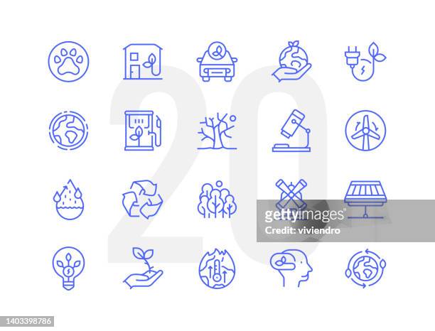 ecology line icon set - water treatment stock illustrations